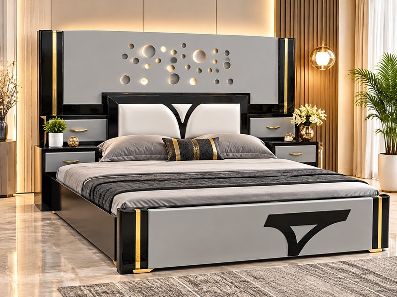 Classic Solid Teak Slatted King Bed