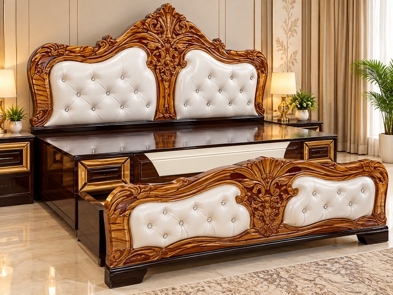 Urban Loft Rustic Wooden Bed