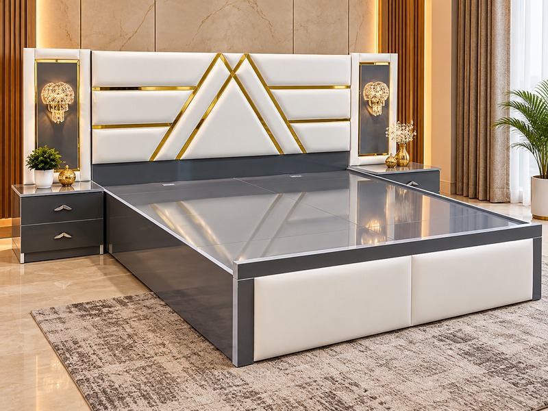 Modern Dual-Tone Hydraulic Storage Bed