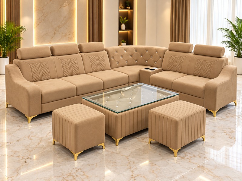 Contemporary Designer Fabric Living Sofa